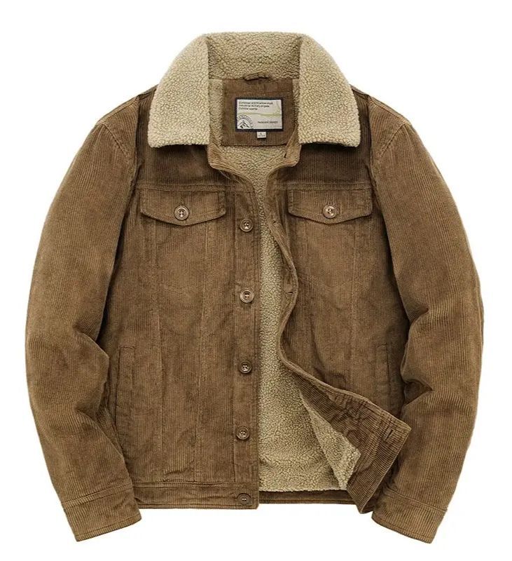Men's Cotton Corduroy Jacket Fleece-Lined Winter | Zitysports
