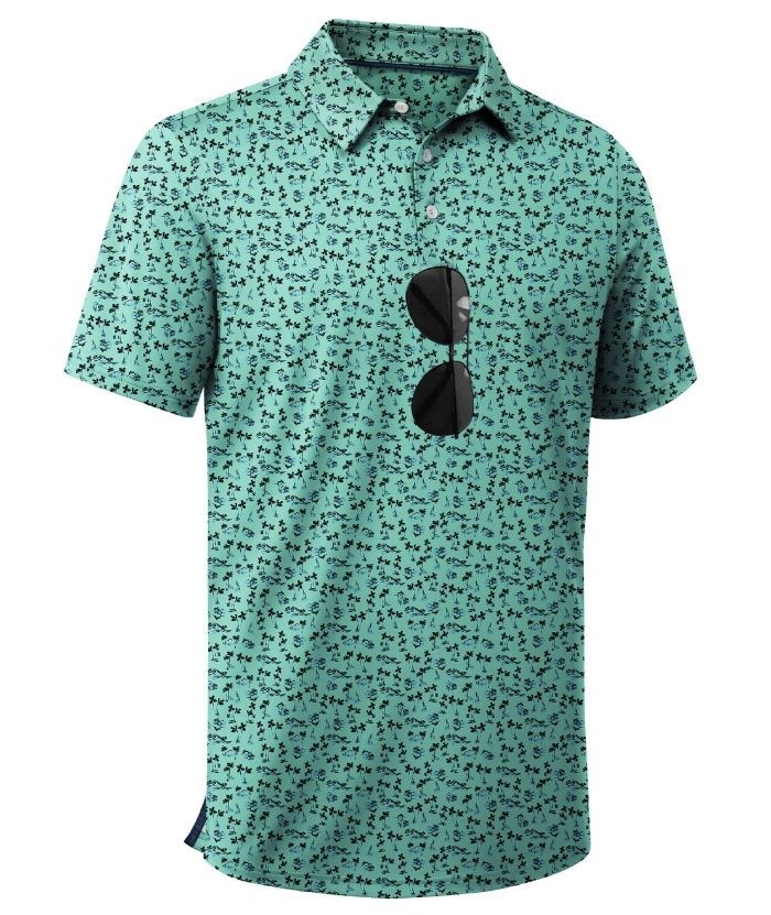 ZITY Men's Button Up Dri Fit Printed Polo Shirt-CUMPO05527