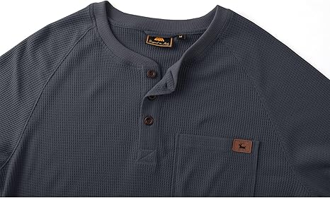 ZITY Men's Long Sleeve Casual Waffle Thermal Henley Shirt-CUMLS03493