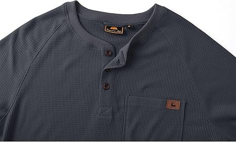 ZITY Men's Long Sleeve Casual Waffle Thermal Henley Shirt-CUMLS03493