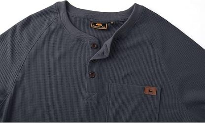 ZITY Men's Long Sleeve Casual Waffle Thermal Henley Shirt-CUMLS03493