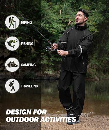ZITY Men's Waterproof Lightweight Hooded Rainsuit-TUMRS05175