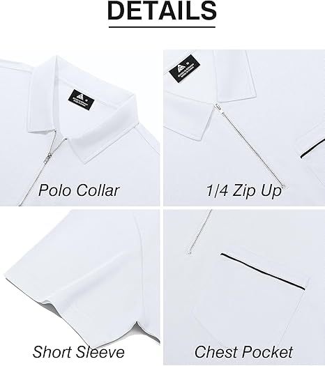 ZITY Men's Quarter Zip Slim Fit Polo Shirt-ZPK008403