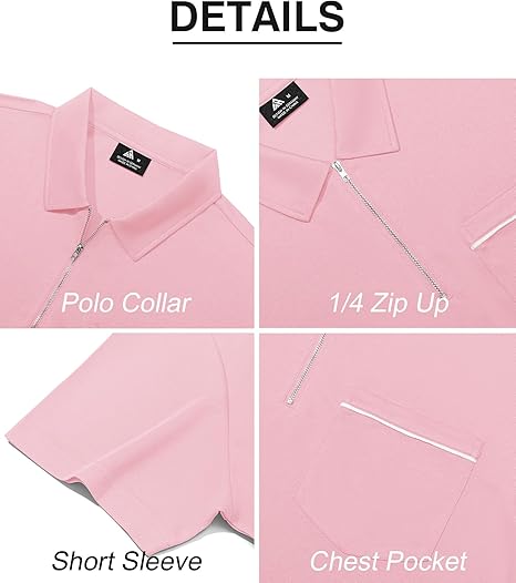 ZITY Men's Quarter Zip Slim Fit Polo Shirt-ZPK008403