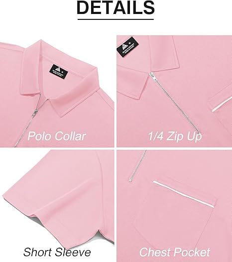 ZITY Men's Quarter Zip Slim Fit Polo Shirt-ZPK008403