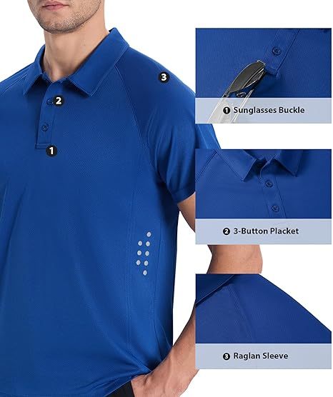 ZITY Men's Button Up Slim Fit Golf Polo Shirt-CUMPO05193