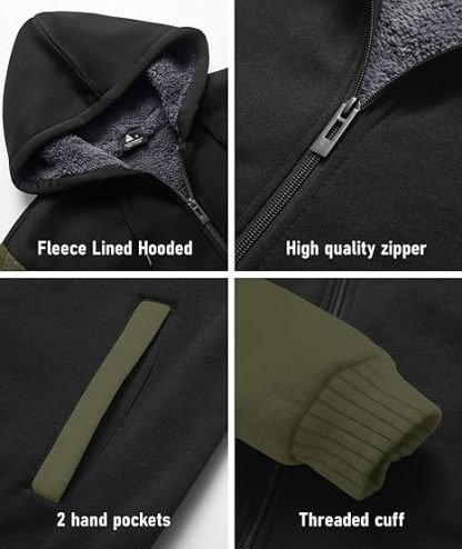 ZITY Men's Full Zip Up Contrast Color Fleece Hoodie-zity1712