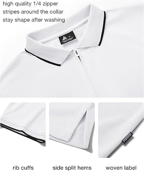 ZITY Men's Quarter Zip Solid Color Slim Fit Polo Shirt-CUMPO04526