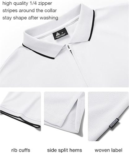 ZITY Men's Quarter Zip Solid Color Slim Fit Polo Shirt-CUMPO04526