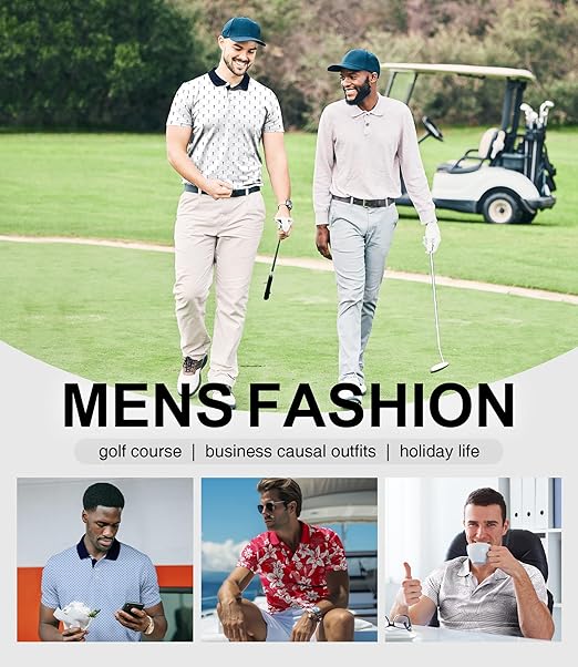 ZITY Men's Hawaiian Flower Print Polo Shirts-CUMPO05190