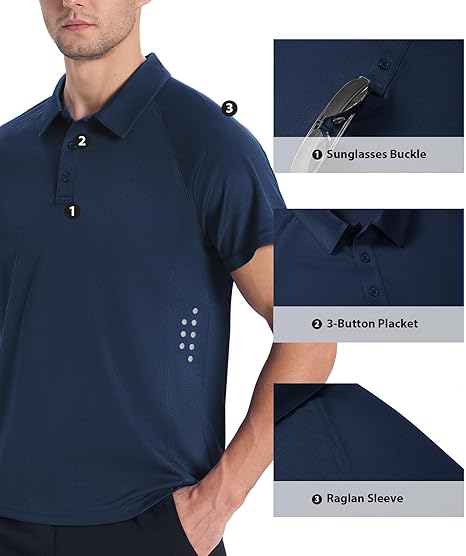 ZITY Men's Button Up Slim Fit Golf Polo Shirt-CUMPO05193