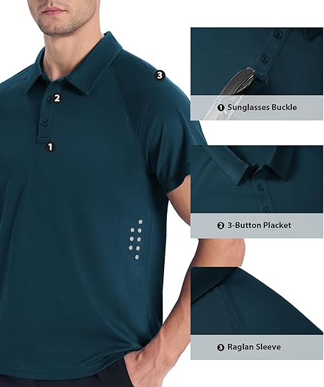 ZITY Men's Button Up Slim Fit Golf Polo Shirt-CUMPO05193