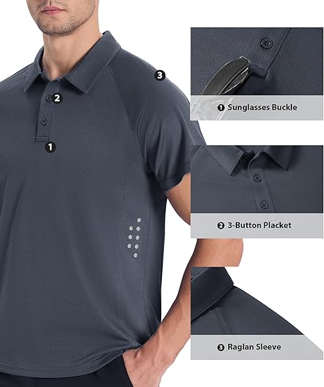 ZITY Men's Button Up Slim Fit Golf Polo Shirt-CUMPO05193