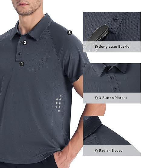 ZITY Men's Button Up Slim Fit Golf Polo Shirt-CUMPO05193