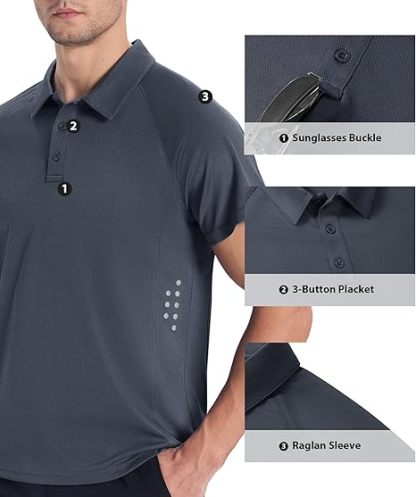 ZITY Men's Button Up Slim Fit Golf Polo Shirt-CUMPO05193