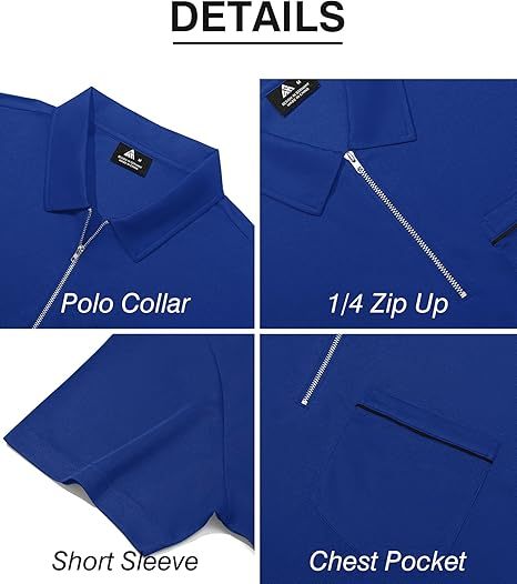 ZITY Men's Quarter Zip Slim Fit Polo Shirt-ZPK008403