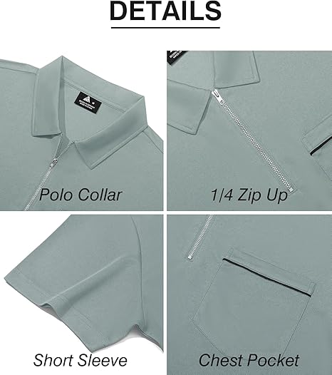 ZITY Men's Quarter Zip Slim Fit Polo Shirt-ZPK008403
