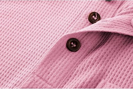 ZITY Men's Long Sleeve Casual Waffle Thermal Henley Shirt-CUMLS03493