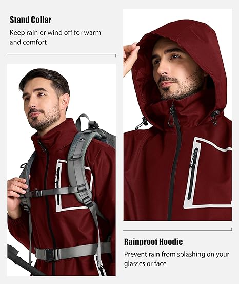 ZITY Men's Waterproof Rain Gear Outdoor Rainwear-CUMRS03412