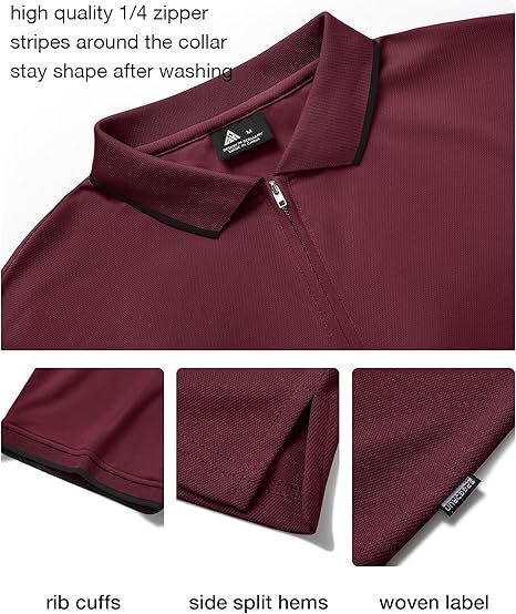 ZITY Men's Quarter Zip Solid Color Slim Fit Polo Shirt-CUMPO04526