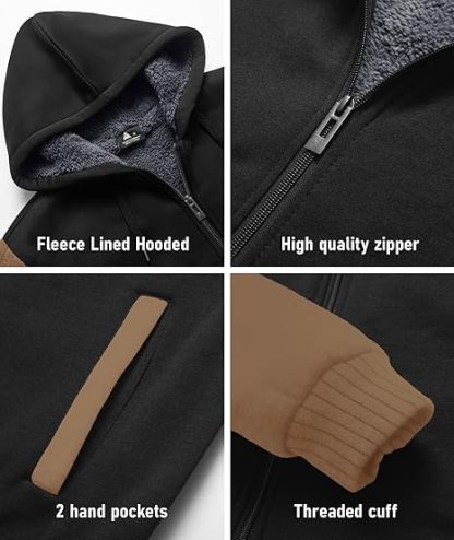 ZITY Men's Full Zip Up Contrast Color Fleece Hoodie-zity1712