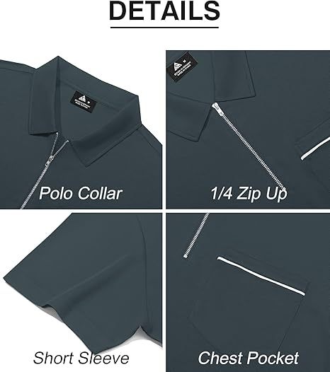 ZITY Men's Quarter Zip Slim Fit Polo Shirt-ZPK008403