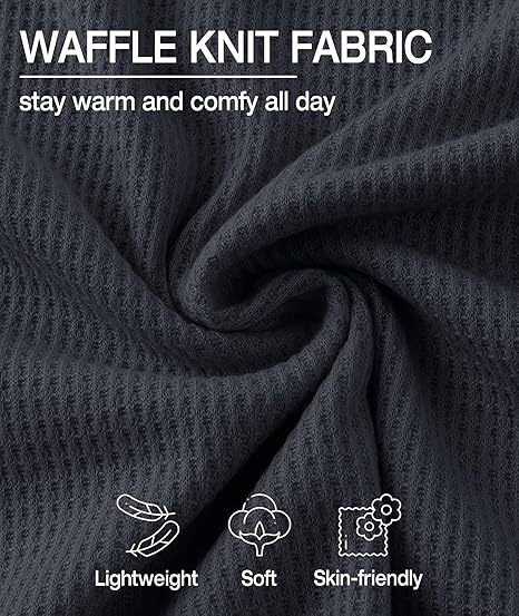 ZITY Men's Long Sleeve Casual Waffle Thermal Henley Shirt-CUMLS03493