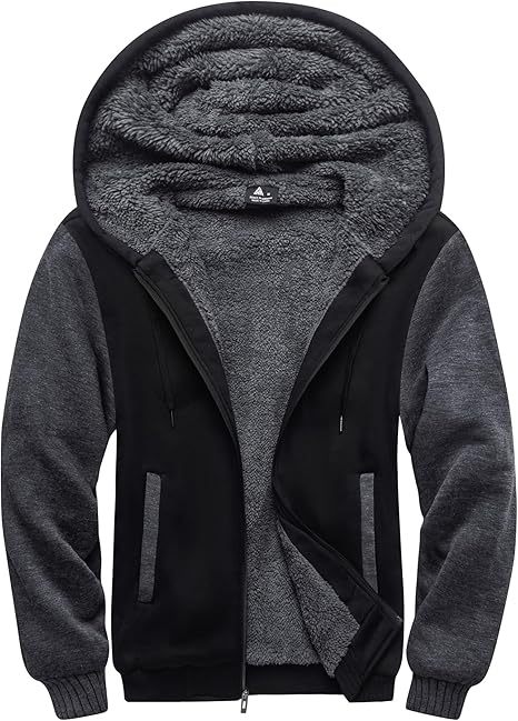 ZITY Men's Full Zip Up Contrast Color Fleece Hoodie-zity1712