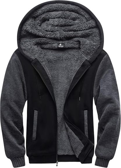 ZITY Men's Full Zip Up Contrast Color Fleece Hoodie-zity1712