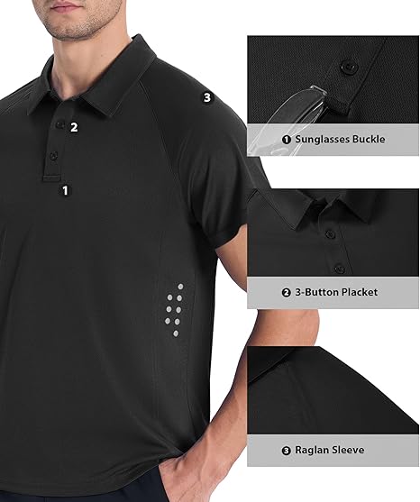 ZITY Men's Button Up Slim Fit Golf Polo Shirt-CUMPO05193