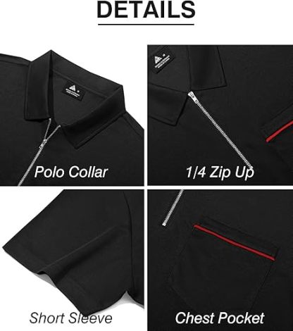 ZITY Men's Quarter Zip Slim Fit Polo Shirt-ZPK008403