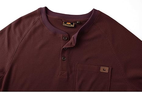 ZITY Men's Long Sleeve Casual Waffle Thermal Henley Shirt-CUMLS03493