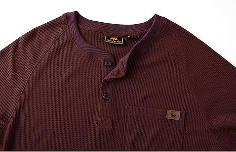 ZITY Men's Long Sleeve Casual Waffle Thermal Henley Shirt-CUMLS03493