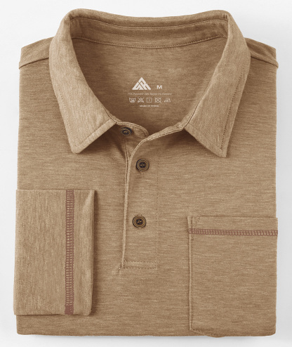 ZITY Men's Button Up Moisture Wicking Long Sleeve Polo Shirt-CUMLP06131