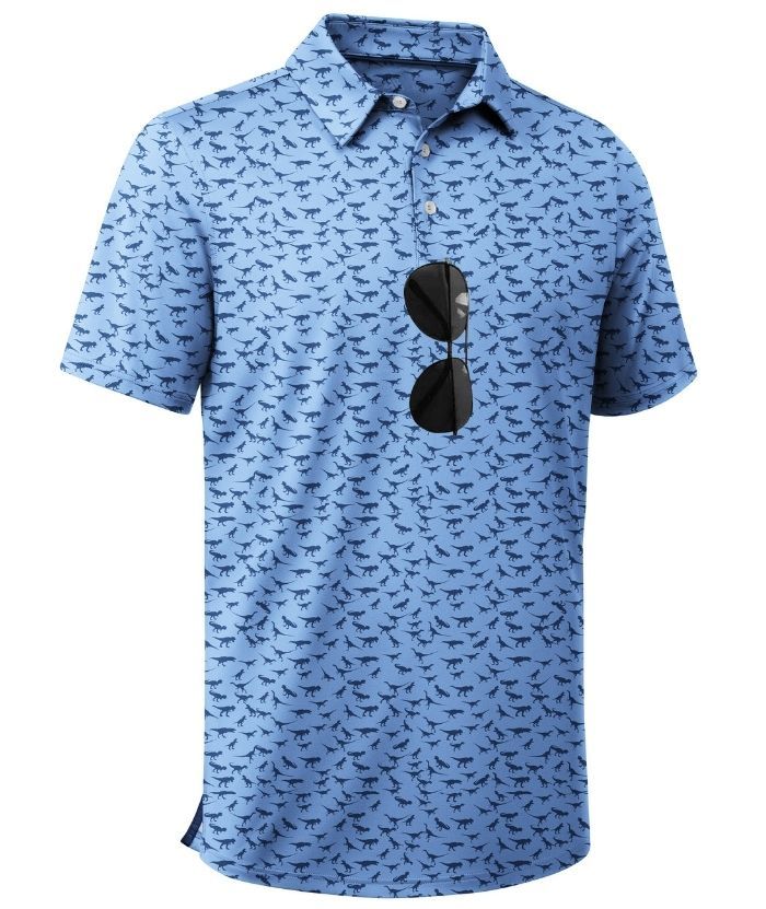 ZITY Men's Button Up Dri Fit Printed Polo Shirt-CUMPO05527
