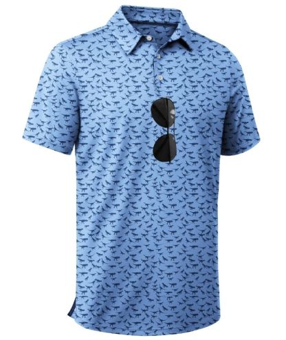 ZITY Men's Button Up Dri Fit Printed Polo Shirt-CUMPO05527