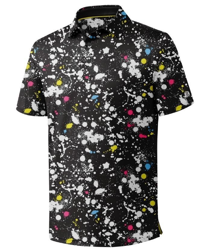 ZITY Men's Button Up Slim Fit Printed Polo Shirt-CUMPO05189