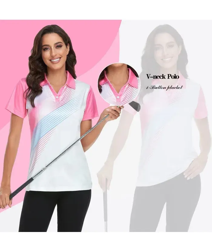 ZITY Women's Quick Dry Short Sleeve Button Up Polo Shirt-ZPK003076 | Zitysports
