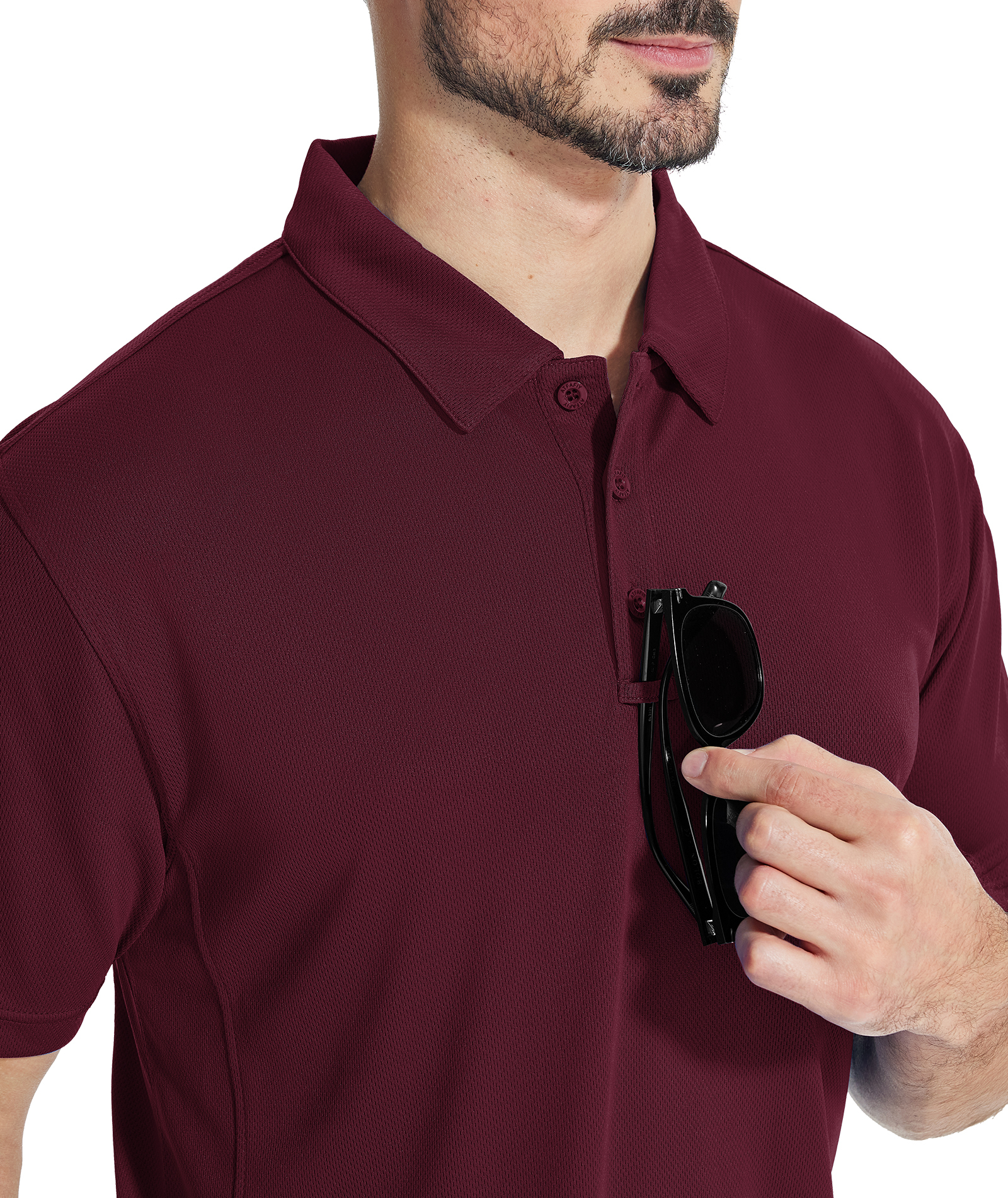 ZITY Men's Slim Fit Button Up Golf Polo Shirt-CUMPO03930