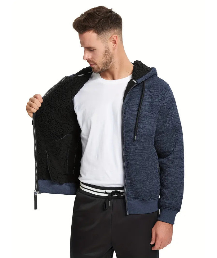 ZITY Men's Warm Fleece Solid Color Casual Zip Up Hoodie-ZPK005323 | Zitysports