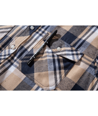 ZITY Men's Plaid Button Up Shirt with Flap Pocket Spring Fall Top-ZPK006565 | Zitysports