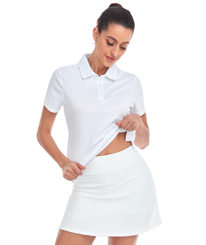 ZITY Women's Solid Color Sports Slim Fit Polo Shirt-CUWPO01554
