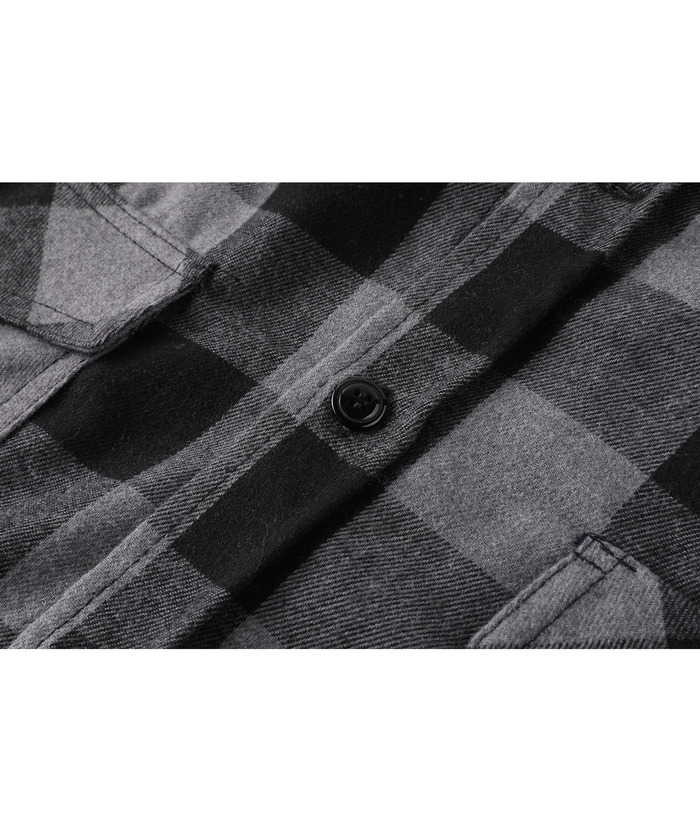 ZITY Men's Button Up Long Sleeve Plaid Hoodie-CUMLT03681|Zitysports