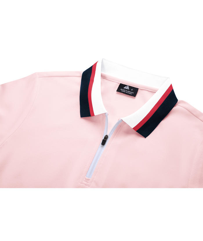 Light pink women's sports polo - Casual slim fit moisture-wicking