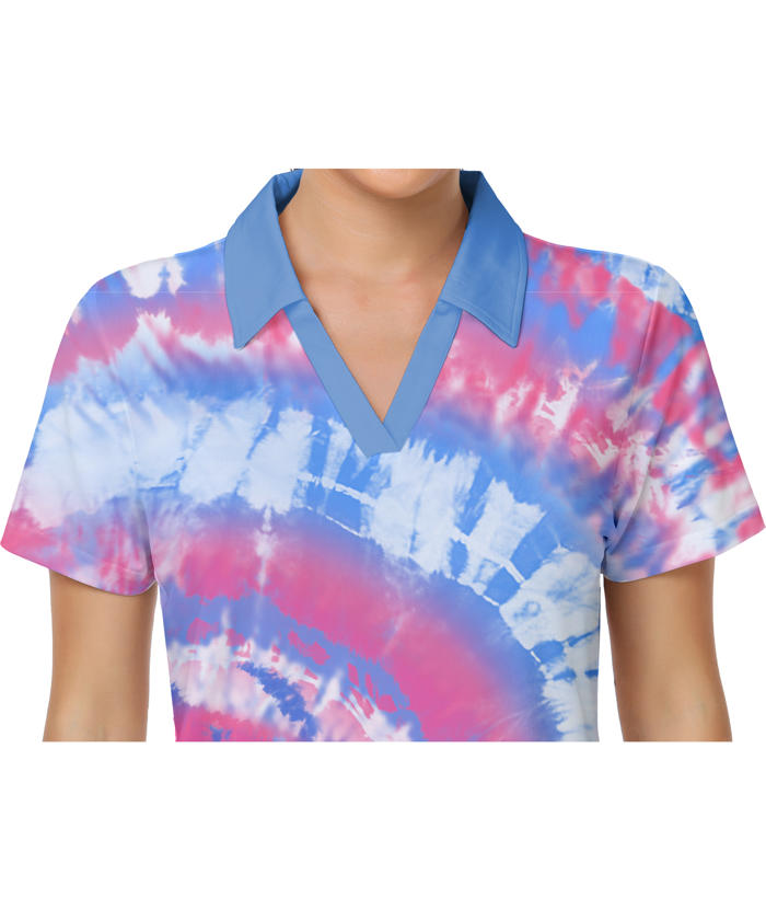 ZITY Women's Tie Dye Slim Fit Golf Polo Shirt-CFWZZ00040