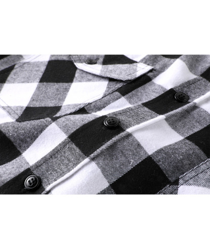 ZITY Men's Color Block Pattern Long Sleeve Casual Plaid Flannel Shirt-ZPK006185 | Zitysports