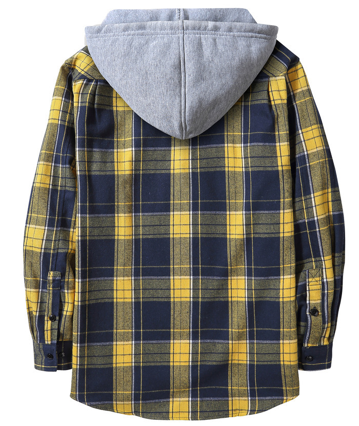 ZITY Men's Plaid Hooded Long Sleeve Button Down Flannel Shirt-ZPK000014 | Zitysports