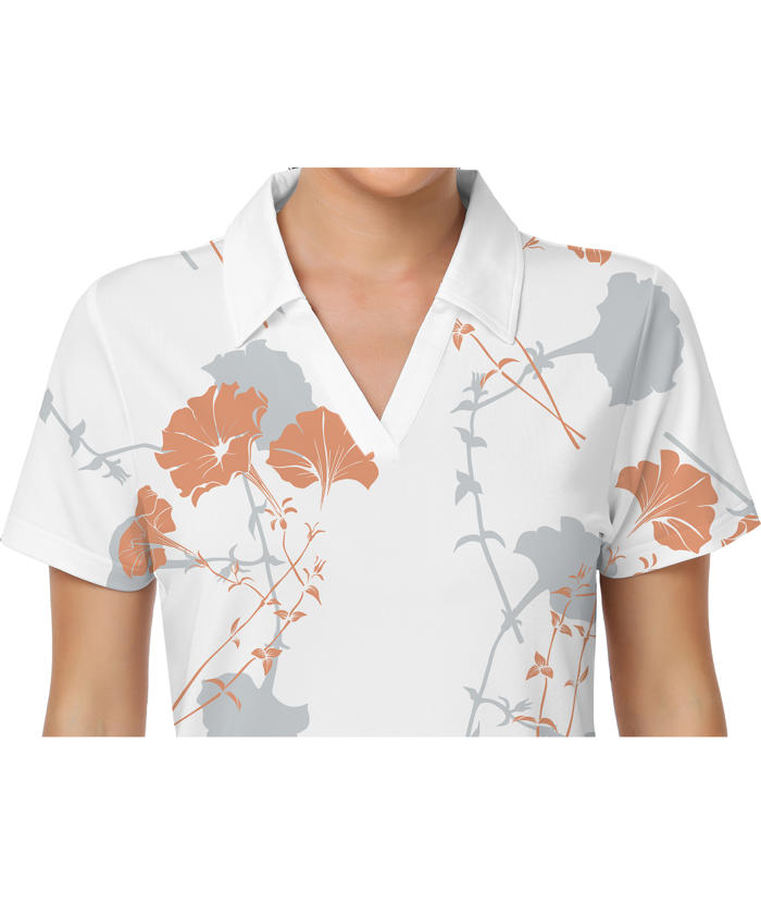 ZITY Women's Dri Fit Flower Print Golf Polo Shirt-CUWPO01347