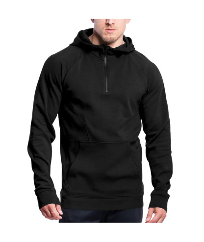 Men's Slim Fit Hiking Hoodie Long Sleeved Half Zip Block Jacket-DUMFH04892 | Zitysports