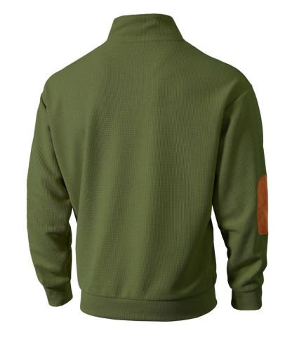 ZITY Men's Stand Collar Solid Color Long Sleeve Sweatshirt-DUMHD04896 | Zitysports